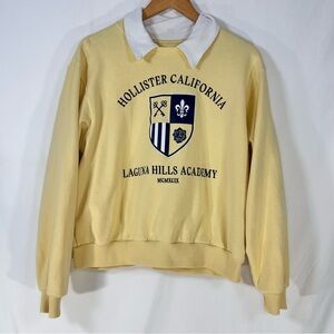 Hollister California Woman’s Sweatshirt Laguna Hills Academy Yellow Preppy 80’s